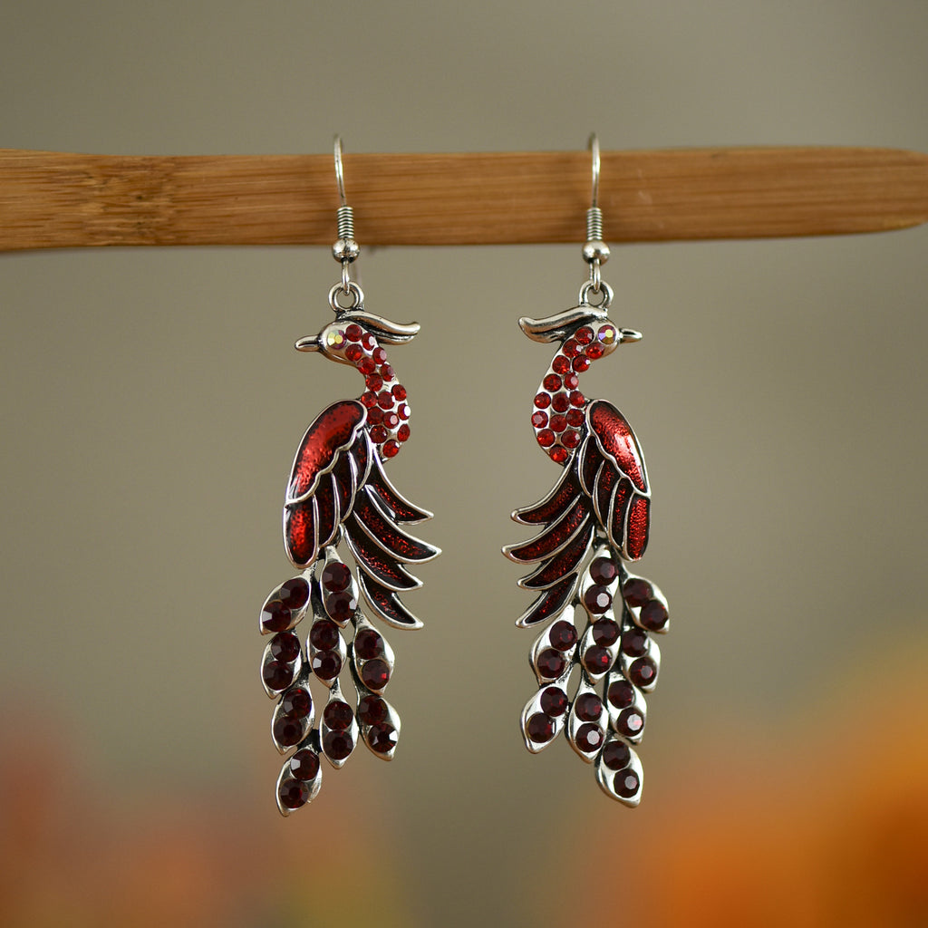 European Texture Peacock Earrings Retro