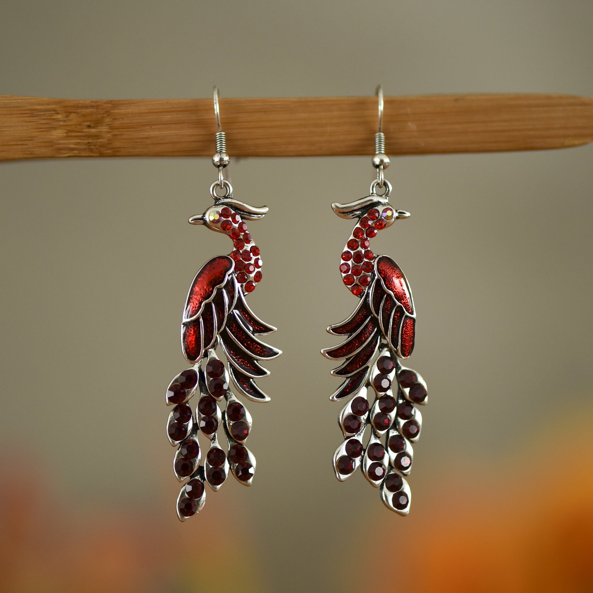 European Texture Peacock Earrings Retro